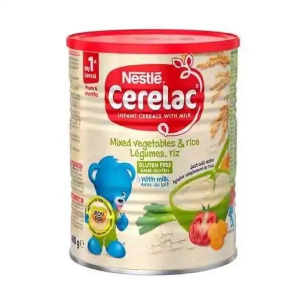 NESTLE MILK CERELAC TINS MIXED VEG. & RICE (8 MTH) 400GM